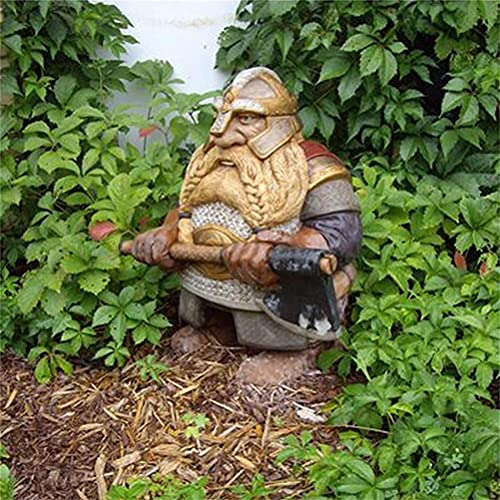 POPG Estátua de gnomo anão Viking Victor nórdico, estatuetas de resina para decoração em miniatura d