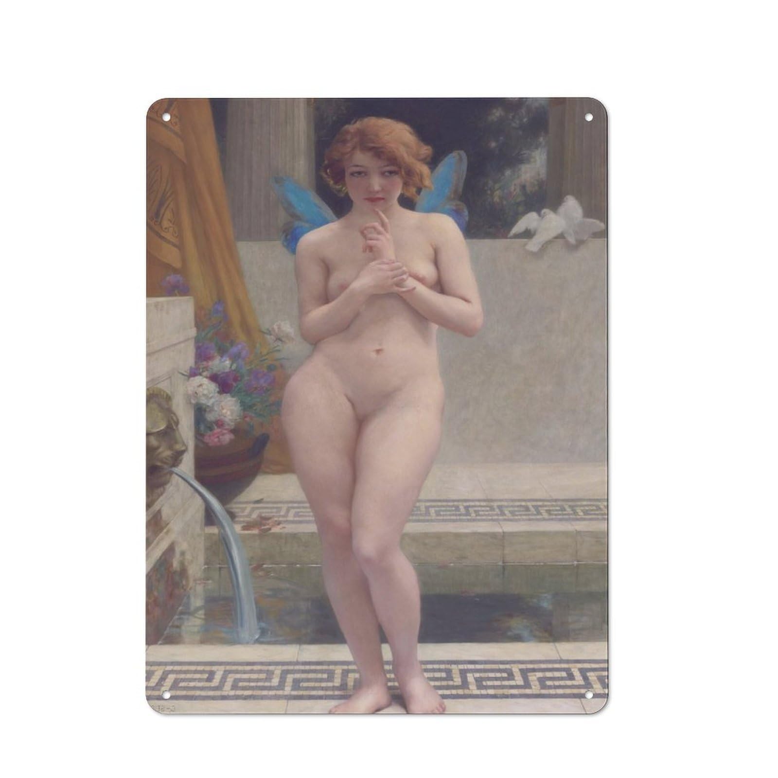 Junmoney Bathing Lady Old Style Vintage Metal Sign 40X30cm, Bar Wall Plaque For Pub, Home Bar, Shed Or Man Cave