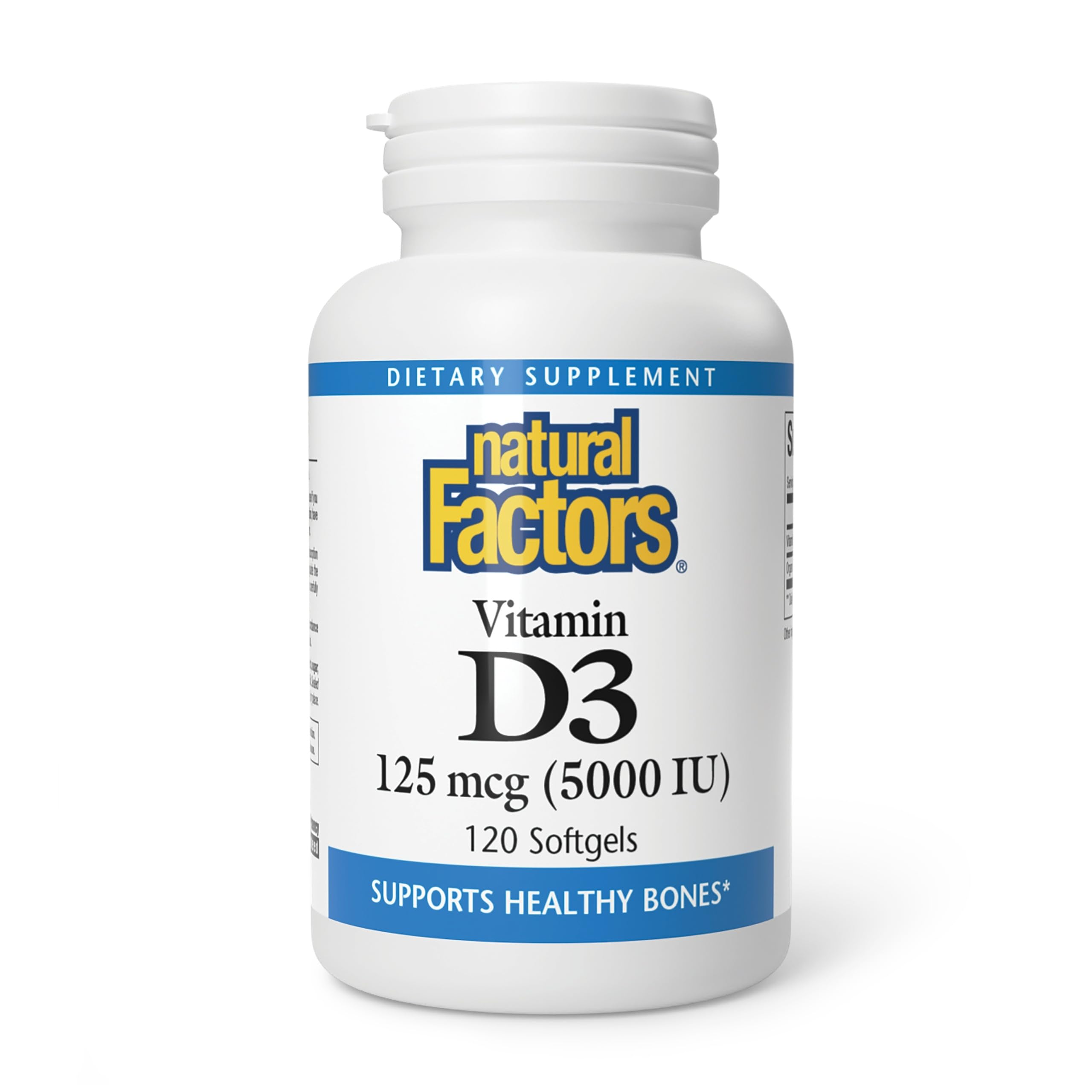 Natural Factors Vitamin D3 125 mcg, 5,000 IU, 120 Softgels 120 Count (Pack of 1)
