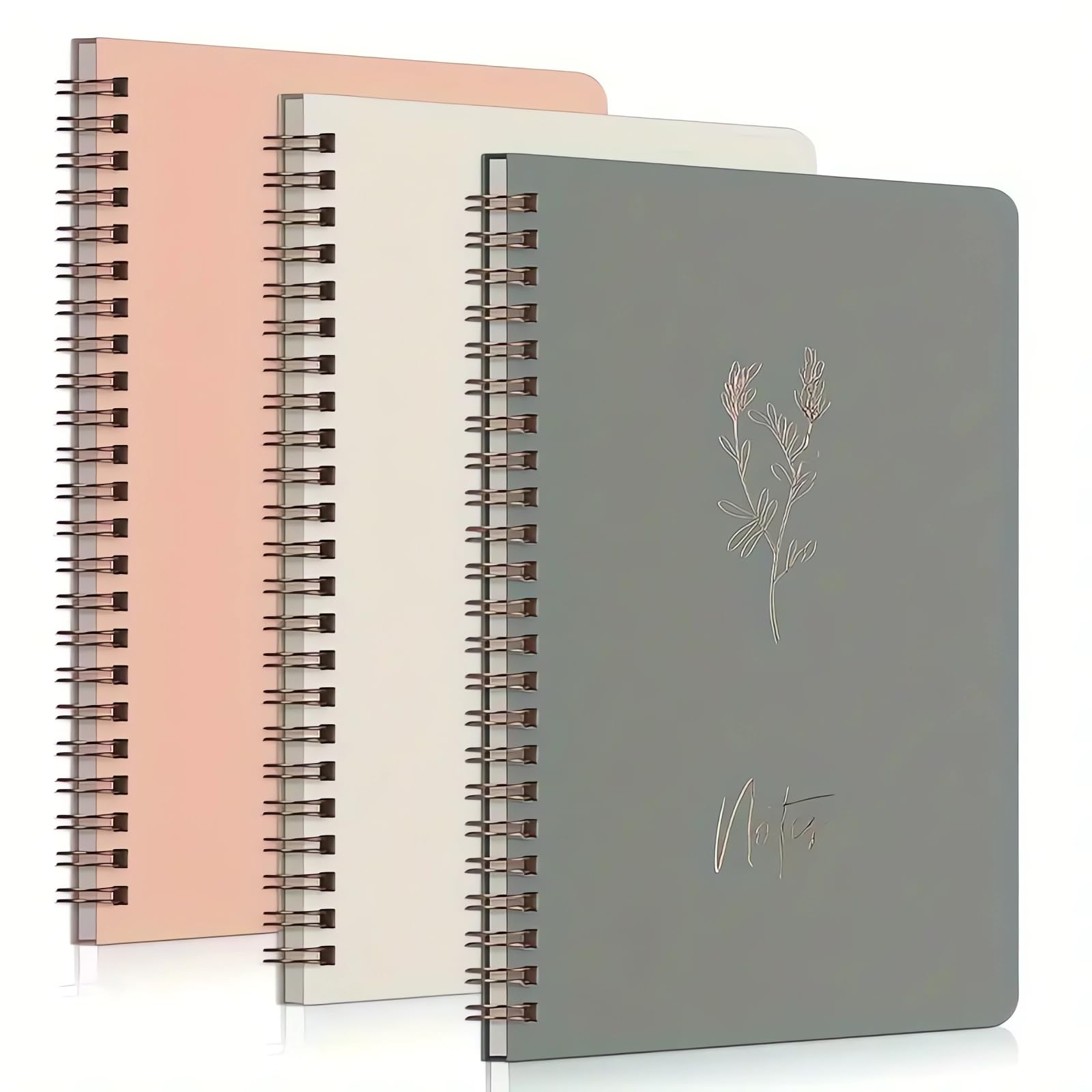 GYMSER A5 Notebook Set - 3 Pack College Lined Spiral Bound Notebooks, Lightweight & Aesthetic Style for Students, Professionals,Thick Paper, Perfect for Journaling, Note-Taking, and Sketching