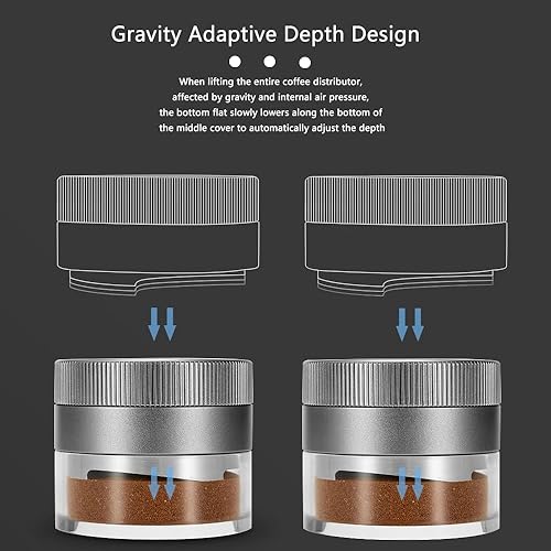 Miniatura 3 de Herramienta distribuidora de café adaptable a la gravedad, nivelador distribuidor de café expreso autonivelante para portafiltro espresso (2.087 in,