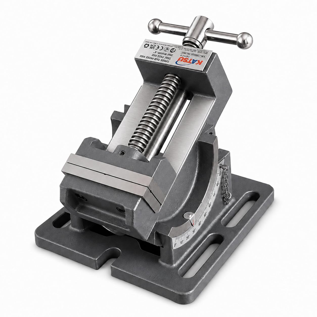 Merry Tools Silver Katsu Tilting Drill Press Vice 3 Inch 75Mm, Professional Pillar Drill Machine Milling Tilting Angle Vice For Steel Work Workbench Table Bench Clamp Benchtop 4021633