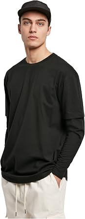 Urban Classics Men's Oversized Shaped Double Layer Ls Tee T-Shirt
