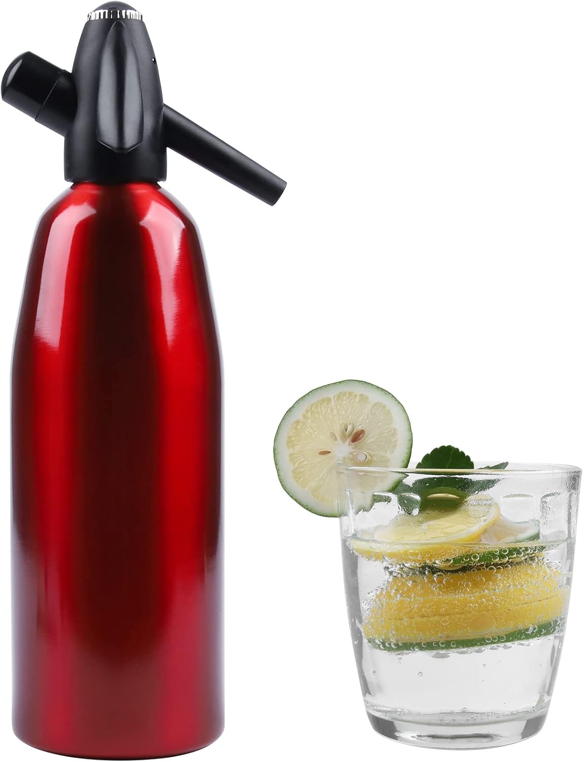 KOUPOURA Soda Siphon, Upgraded 1L Seltzer Water Maker