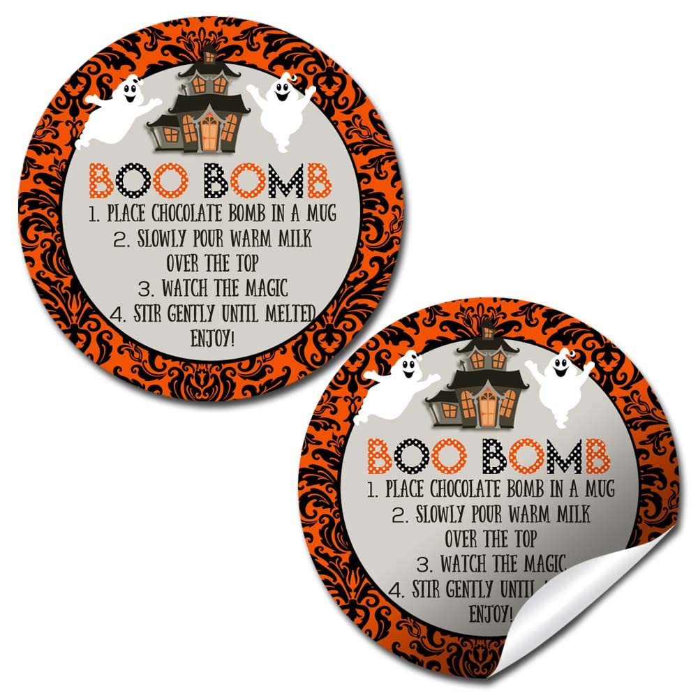 Autocollants Boo Bomb de 5,1 cm pour réussir vos emballages de chocolat chaud