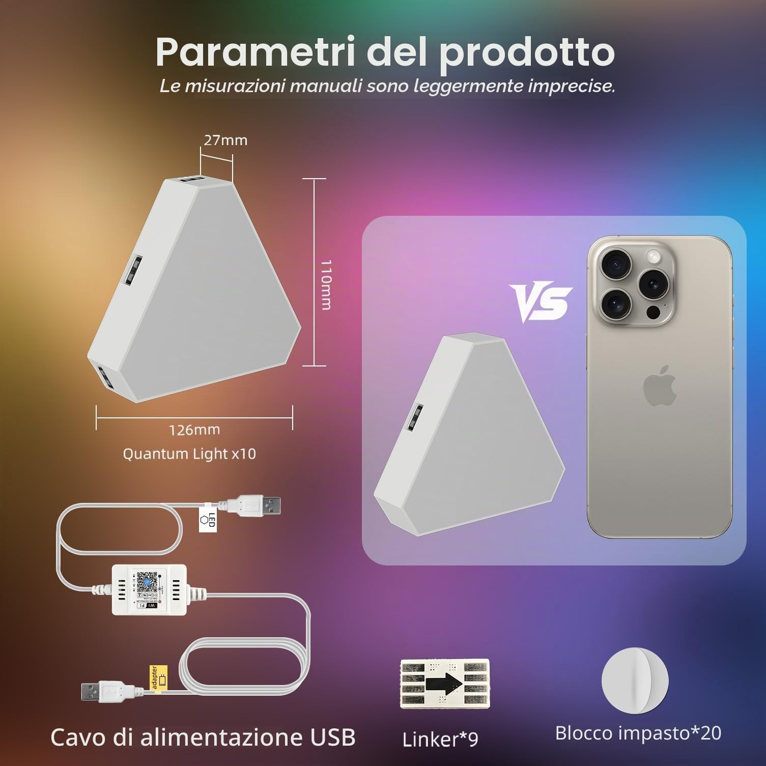 10 pannelli da gioco a LED, LED Smart Wandleuchte Wifi RGB con IC Musik Sync Wandbeleuchtung Triangoli, App Steuerung funktioniert mit Alexa Google Zimmer und Gaming Deko