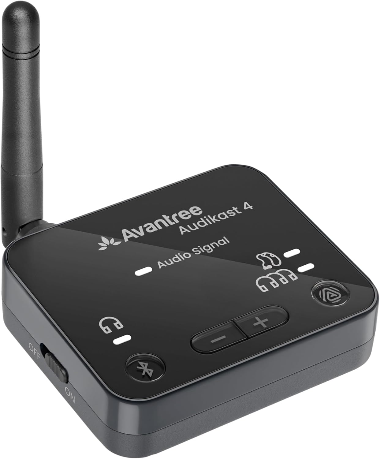 Avantree Audikast 4 - Latest Bluetooth 5.4 TV Transmitter with Auracast, Works with Headphones & Auracast-Enabled Hearing Aids, Qualcomm Chip, aptX Adaptive, Optical & AUX, 100ft Long Range