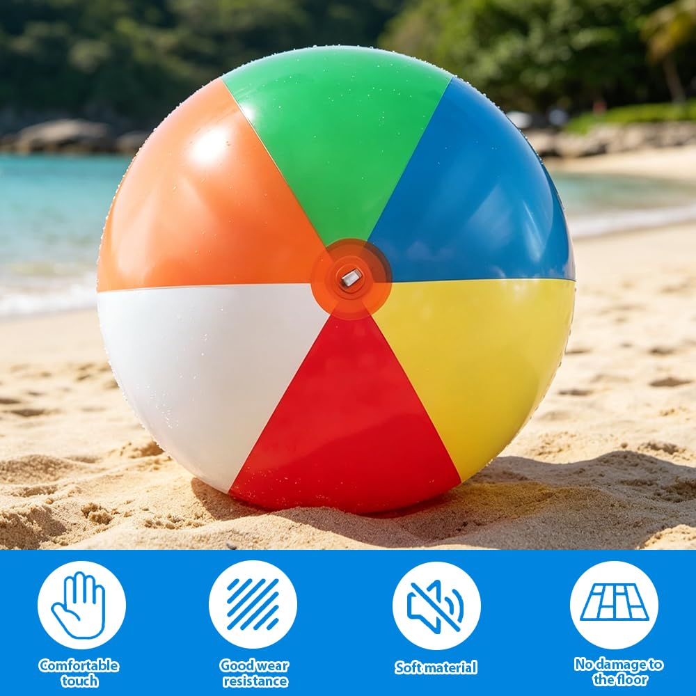 Palline da spiaggia, diametro di 120 cm, gigante gonfiabile, in gomma robusta, gonfiabile con pompa a mano, pallone da spiaggia extra grande, giocattolo per interni ed esterni