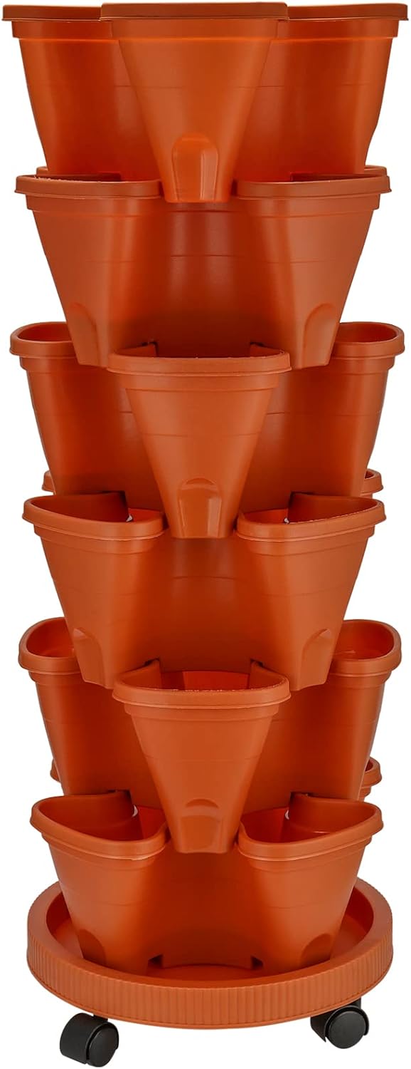 MOUYAT 6 Tier Vertical Stackable Garden Plastic Planter