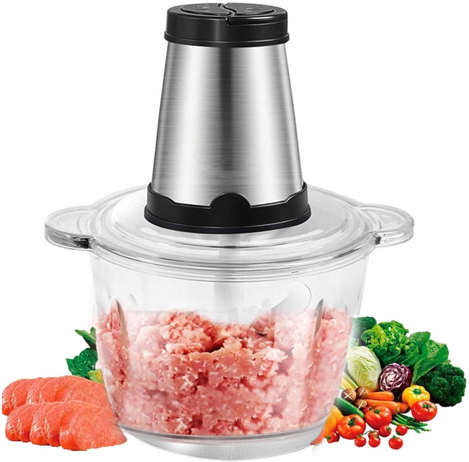Hachoir à Viande en Acier Inoxydable 3l, Robot Culinaire Et Mixeur électrique, Appareil De Cuisine Robuste pour Fruits, Ail, Noix