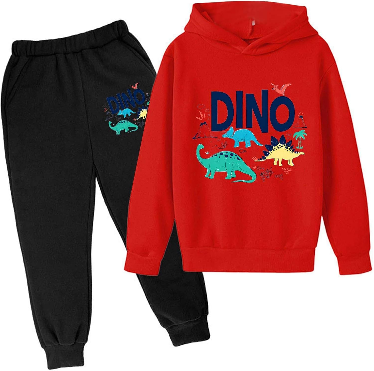 Dino Print Trainingsanzug Kinder - Jogginganzug Set Mit Hoodie & Hose