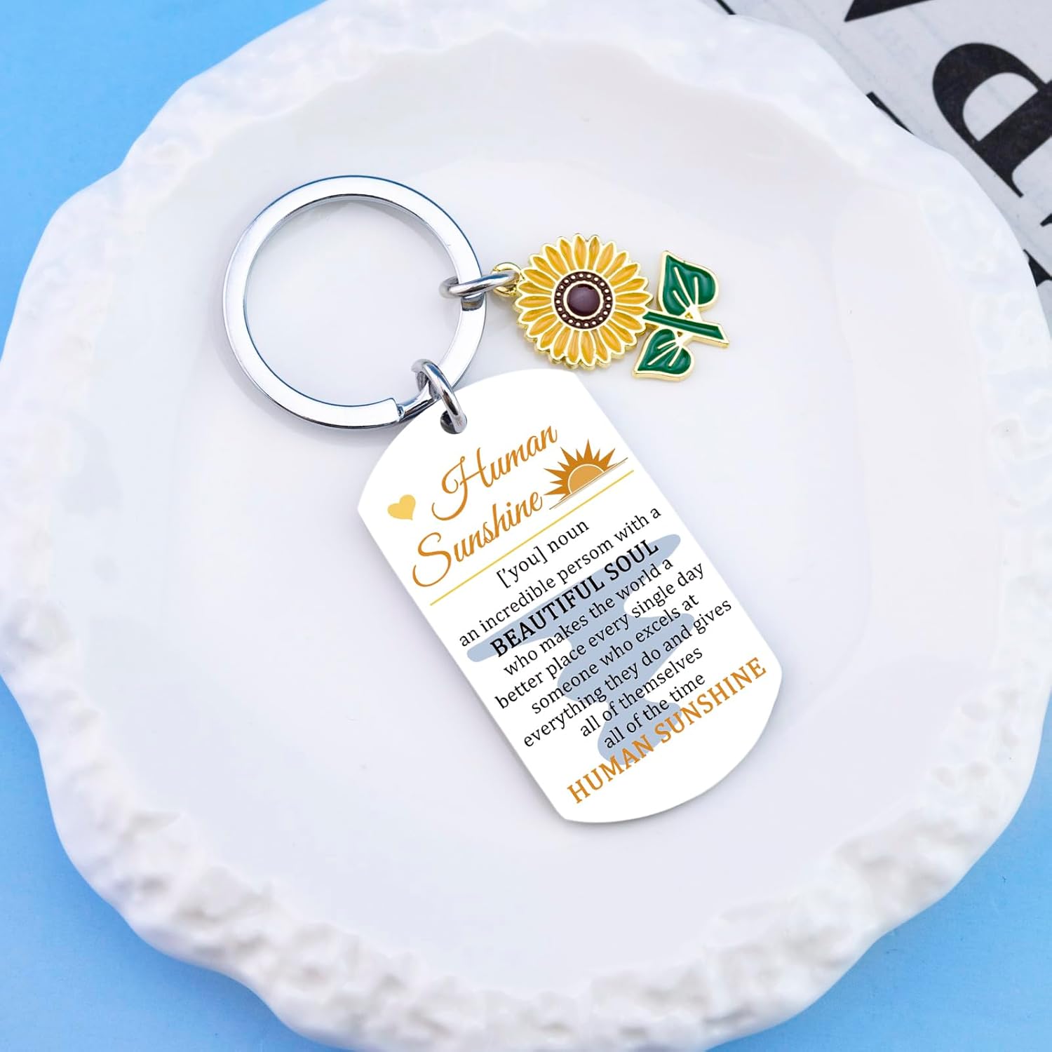Sunshine Gifts for Women Inspirational Gifts for Best Friend Coworker Family Sunflower Keychain Birthday Gift for Women Friends Human Sunshine Keyring - Image 4