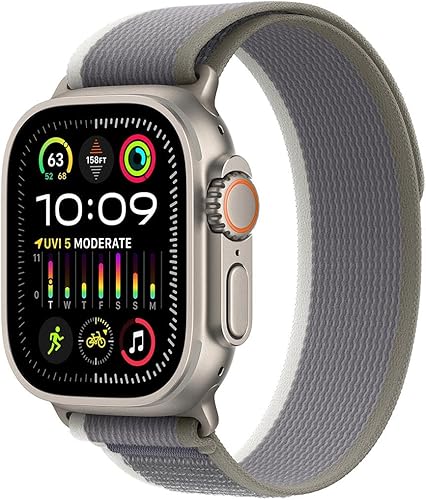 Miniatura 10 de Apple Watch Ultra 2 GPS + Cellular 1.929 in Smartwatch con funda de titanio resistente y bucle alpino verde oliva. Rastreador de fitness, GPS de
