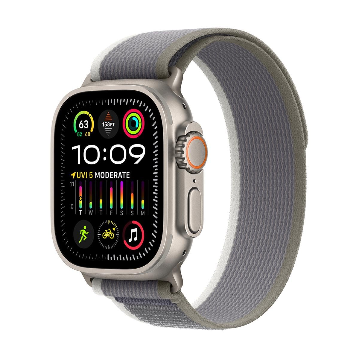 Apple Watch Ultra 2 [GPS + Cellular, 49mm] - Rugged Titanium Case &amp; Blue Alpine Loop - Medium (Renewed)