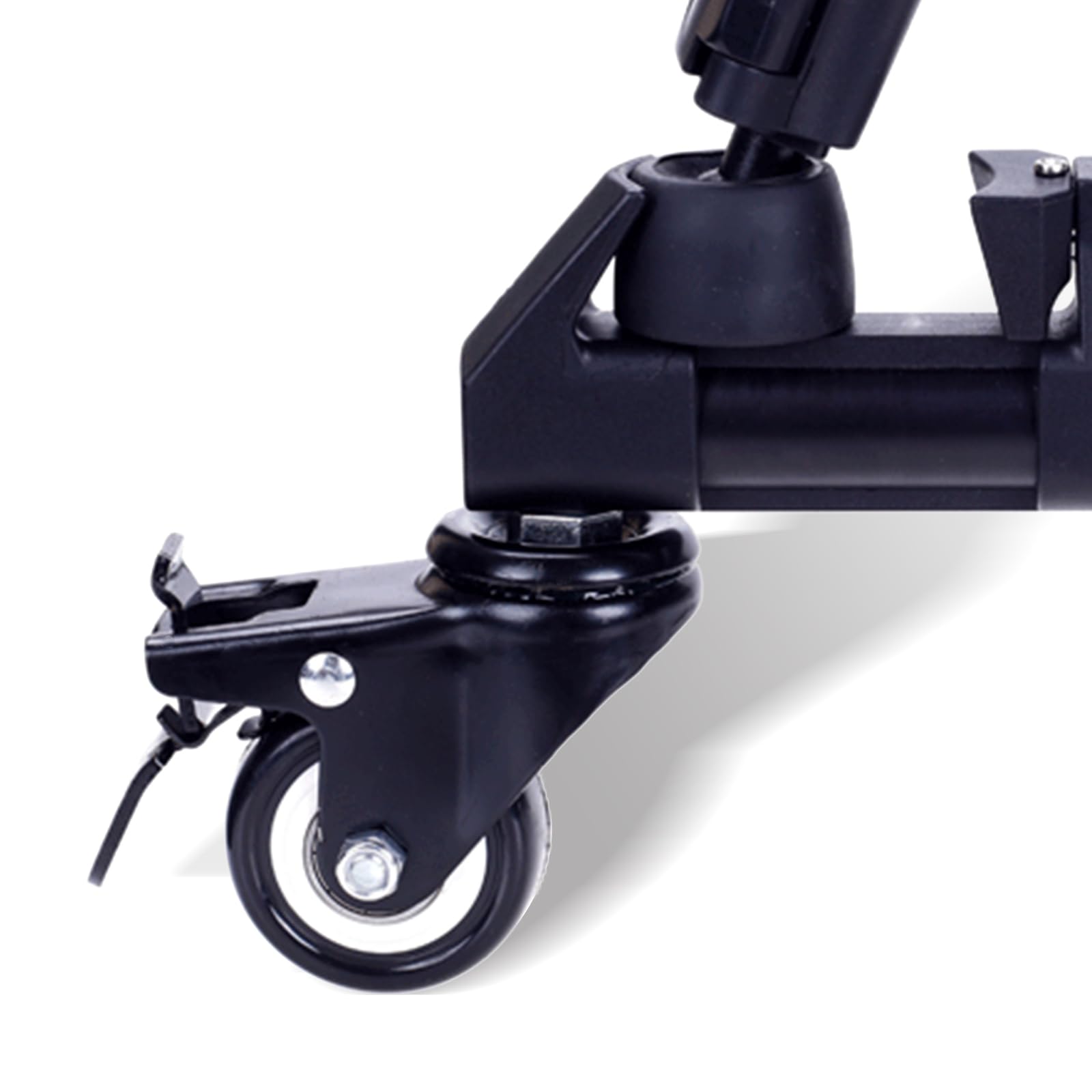 Schwerlast-Lenkrolle mit 3,8 cm Gewindestange, M8 x 25 Mutternabstandshalter, für Einkaufswagen, Werkbänke und Möbel (mit Bremse, 4)