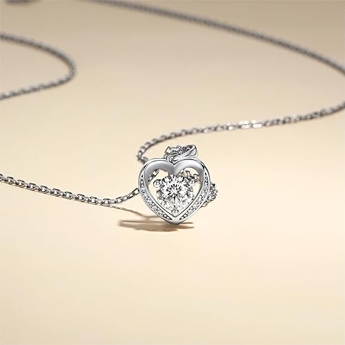 Miniatura 9 de MomentWish Collares de corazón para mujer collar con colgante de moissanita de 1 quilate collar con colgante de corazón de plata de ley 925 con