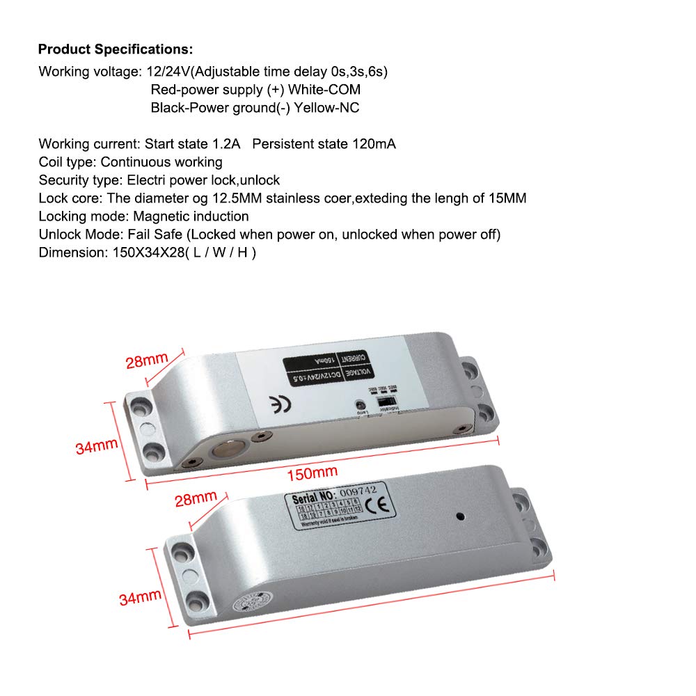 Passwortkarte Zutrittskontrollsystem Kit Elektrisches Türschloss | RFID-Tastatur-Controller für 1000 Benutzer. Für Wohnungen, Büros, Villen; Edelstahl-Ausgangstaste