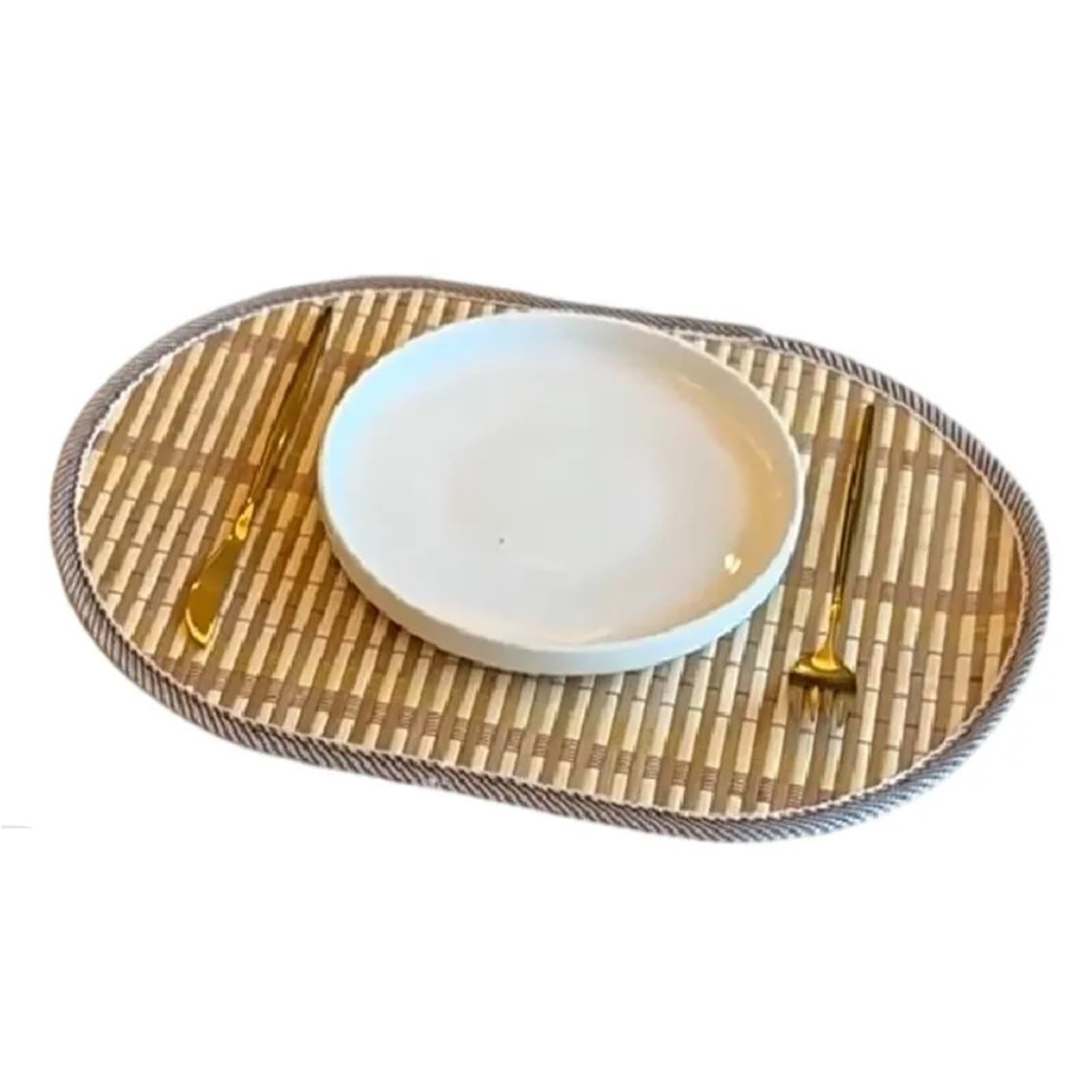 Woven Placemats 1/4/6PCS Woven Placemats Oval Edged Gift Tableware Mat Home Heat-resistant For Kitchen Dining Table