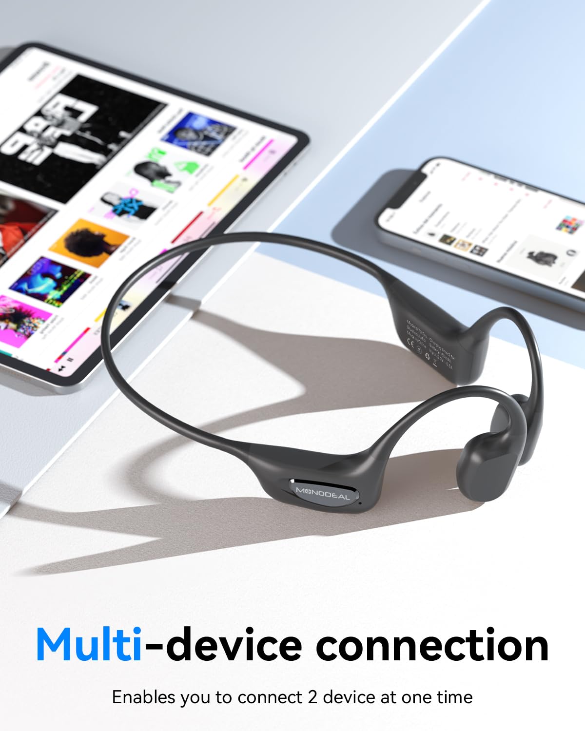 MONODEAL Écouteurs intra-auriculaires Bluetooth 6.0 étanches IPX8 à conduction osseuse pour le jogging, le cyclisme, le fitness