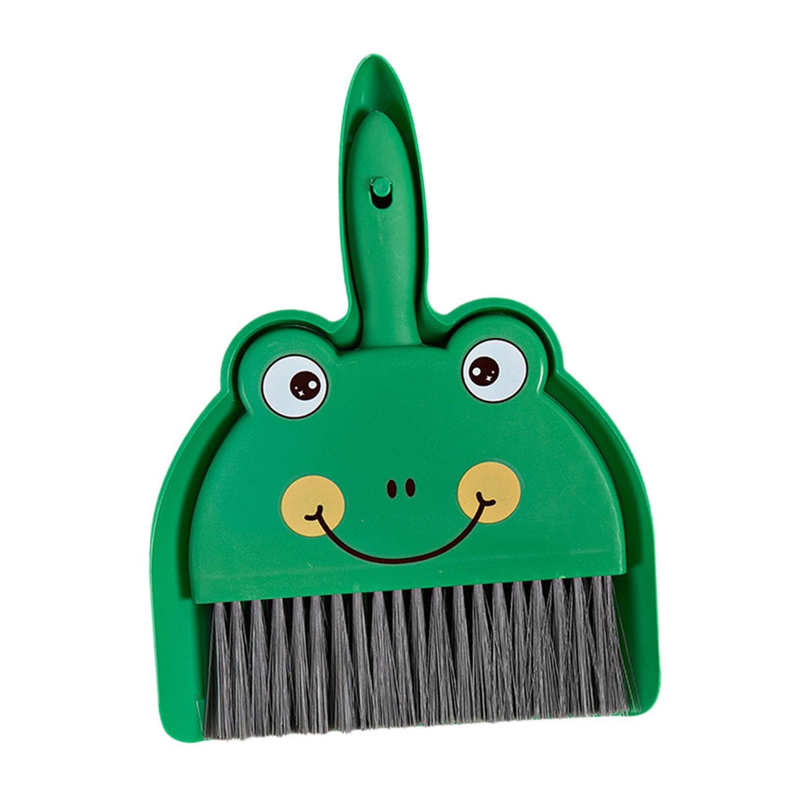 TWISAXC Cleaning Brush And Dustpan Portable Efficient Tool Cleaning Crumbs Sofas And Desktop Computers Small Broom Mini Dustpan Brush Set Compact Set , green frog , 9.06x7.09 inch