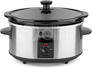 Dihl Slow Cooker 3.5L Removable Ceramic Pot Bowl Glass Lid Stainless Steel
