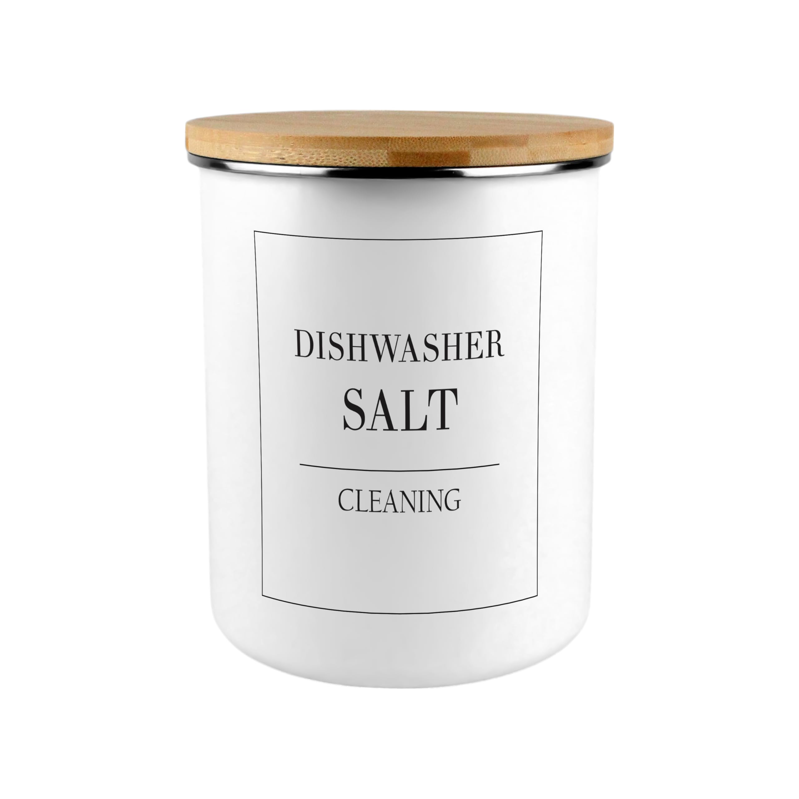 Purely Home White Minimalistic Dishwasher Salt Storage - Extra Large Enamel Monochrome Kitchen Accessories Container Jar