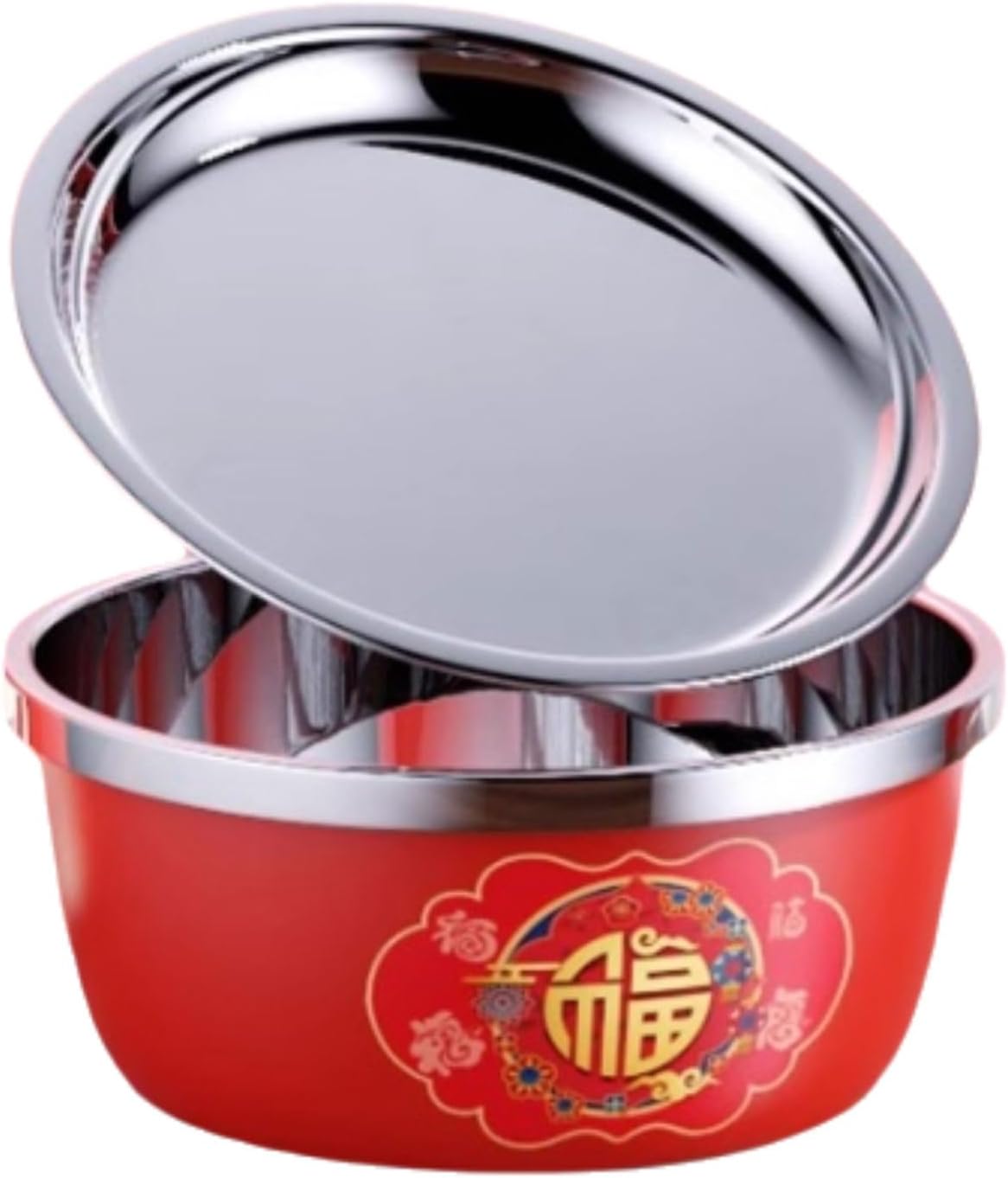 Stackable Stainless Steel Mixing Bowl With Lid For Household Egg Beating Dough Mixing Salad Filling Red Multi-Purpose Bowl multipurpose(M)
