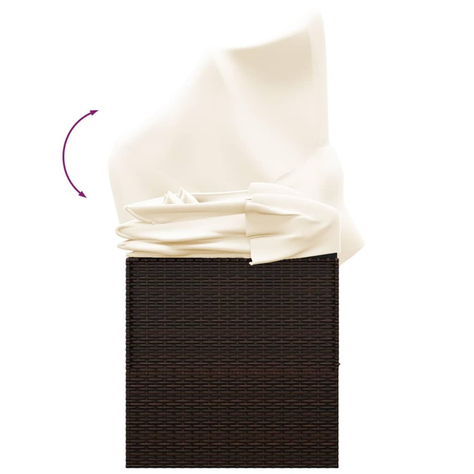 Homgoday Lit de Salon d'extérieur Toit et Coussins Marron Résine Tressée, Bain de Soleil de Jardin, Lit de Camping pour Plage, Extérieur, Balcon, Terrasse