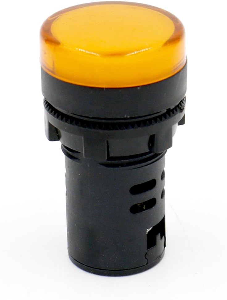 Heschen 22mm LED Indicator Pilot Light, AD16-22D/S, 24VDC 20mA, Yellow Light Colour, 5Pack - Image 3