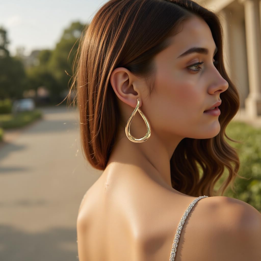 Linear Drop Earrings, Modern Teardrop Design, Minimalist Style, Women's Fashion Jewelry - Image 5