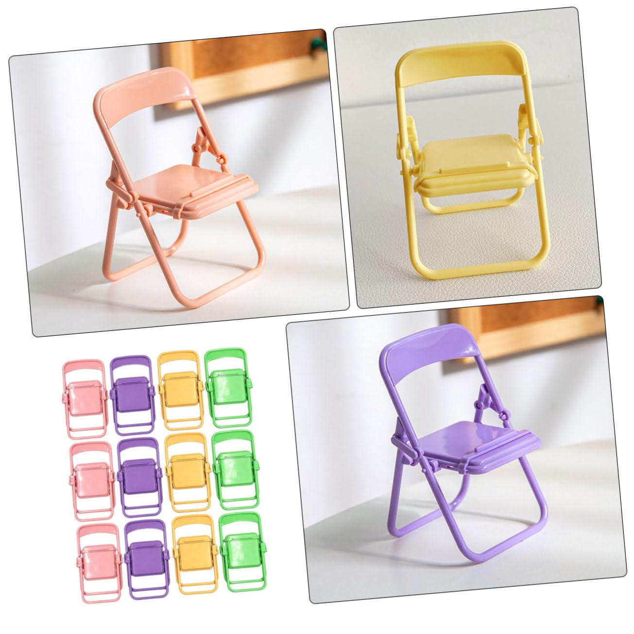 Luxshiny 5 Set Porta Cellulare Portacellulare Assistenza Telefonica Scena Supporto Telefono Scrivania Supporto Per Telefono Mini Sedia Supporto Telefonico Portatile Plastica 12 Pezzi*5