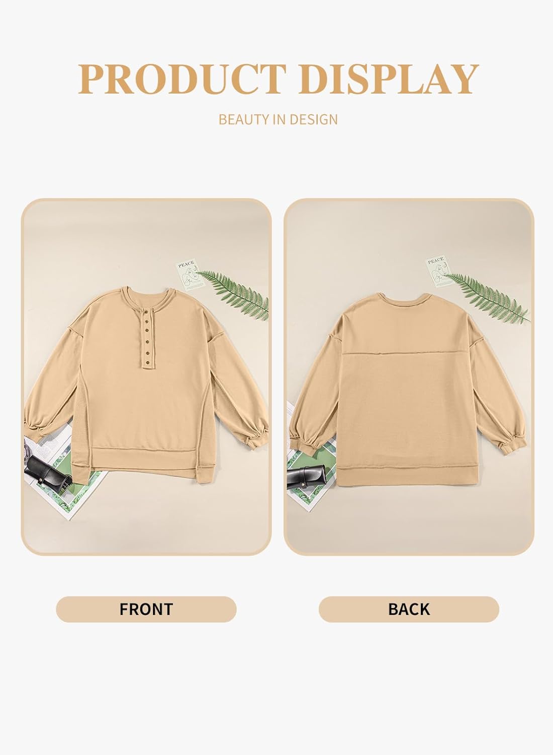 Eytino Women's Plus Size Sweatshirts Button Henley Neck Casual Long Sleeve Oversized Pullover Tops Shirts(1X-5X)
