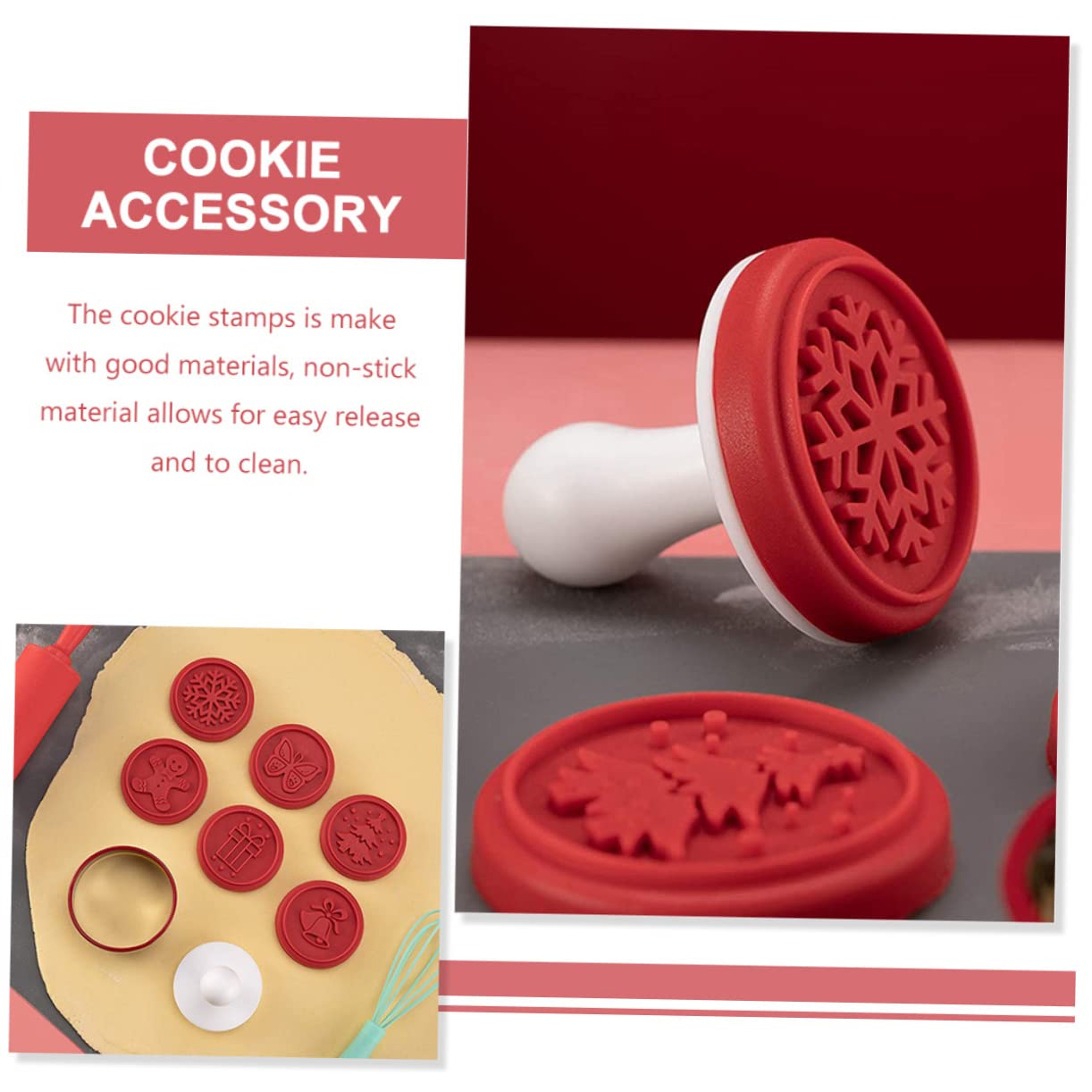 TOPBATHY 4 Juegos sello de galleta Molde de torta dulce de chocolate molde para hornear kitchen gadgets accesorios cocinita galletas decoración chocolate moldes de silicona páginas rojo