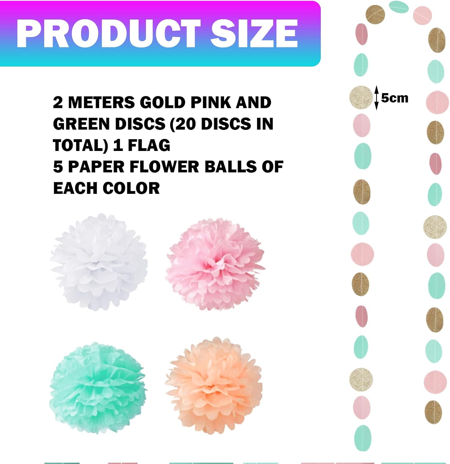 20pcs Paper Flowers, Paper Pompoms, Decorative Pom Poms, Colorful Decorative Pom Poms, Tissue Paper Pompoms, Pom Poms Decorations for Birthday Party