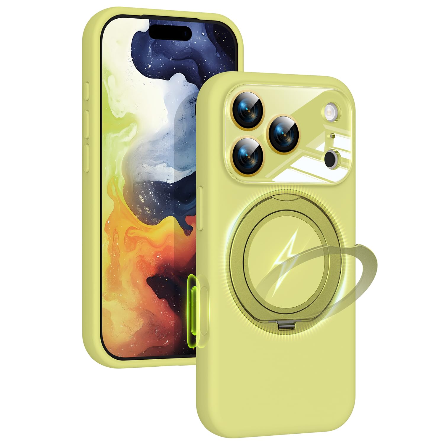 Silicone Case for iPhone 17 Pro Max with 360 Magnetic Stand Fit for MagSafe