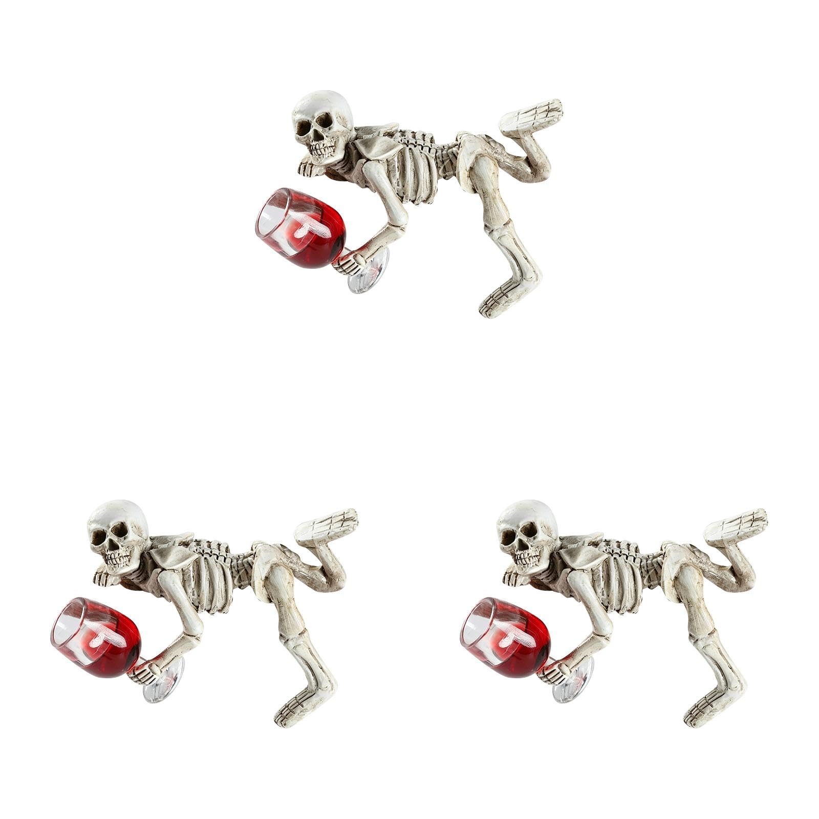 Halloween Skeleton Decor, Resin Skeleton Figurine With Wine Glass