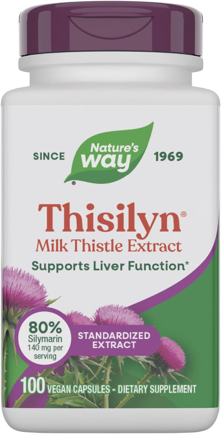 Thisilyn with Standardized Milk Thistle Extract, Supports Liver Function*, Silymarin, Vegan, 100 Capsules (Packaging May Vary)