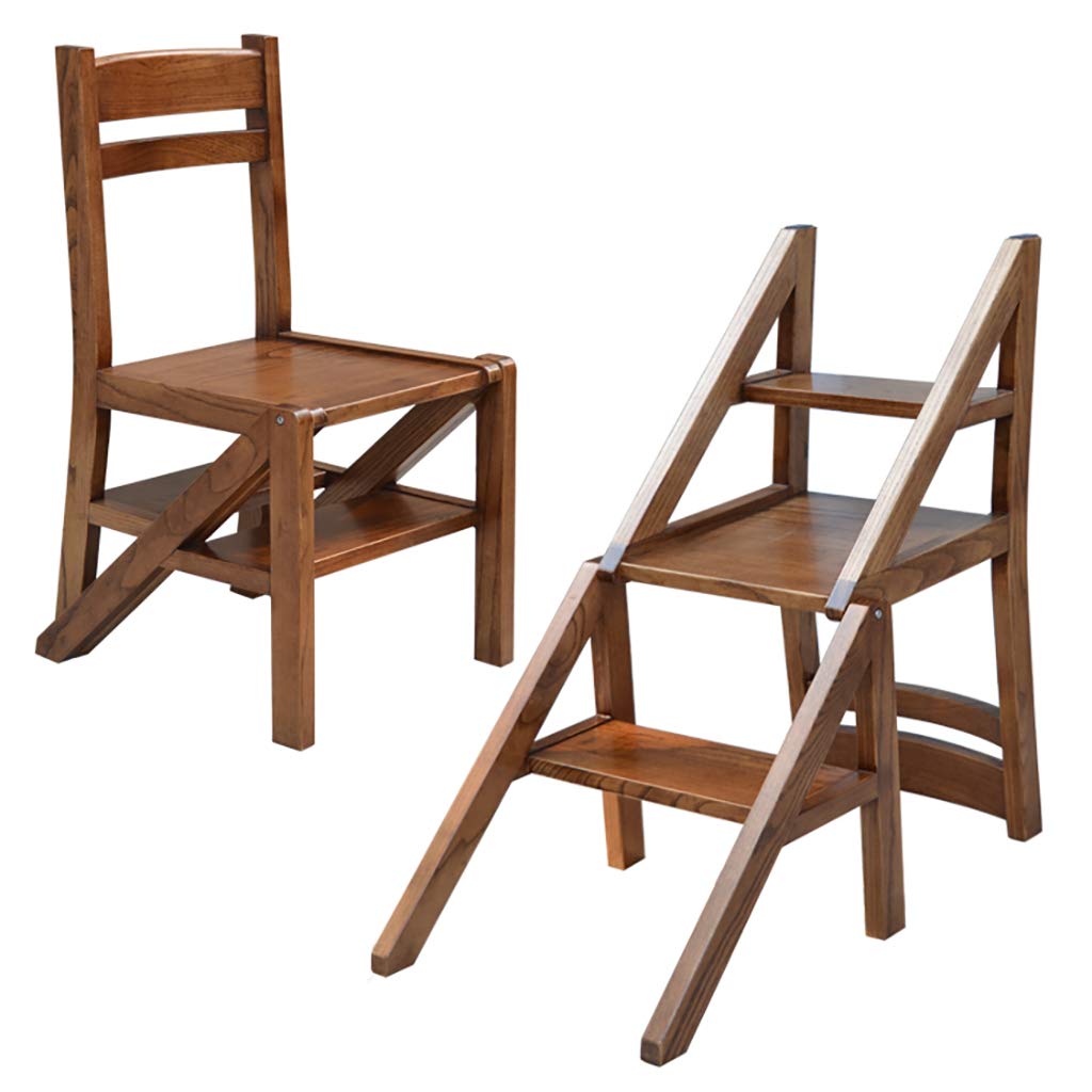 Silla de Escalera Plegable Multifuncional, Taburete de 4 Niveles con Escalera de Madera Maciza - Silla de Escalera Creativa de Doble Uso, para Oficina en casa, soporta hasta 150 kg