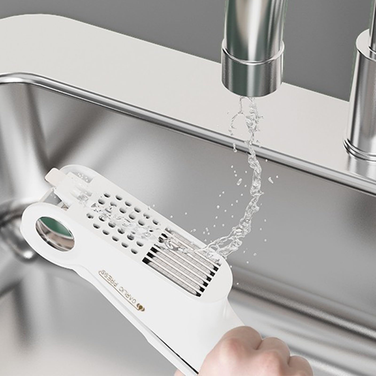 Presse Ail Inox Professionnelle - Avec Éplucheur Intégré - Facile à Nettoyer - Cuisine Pratique