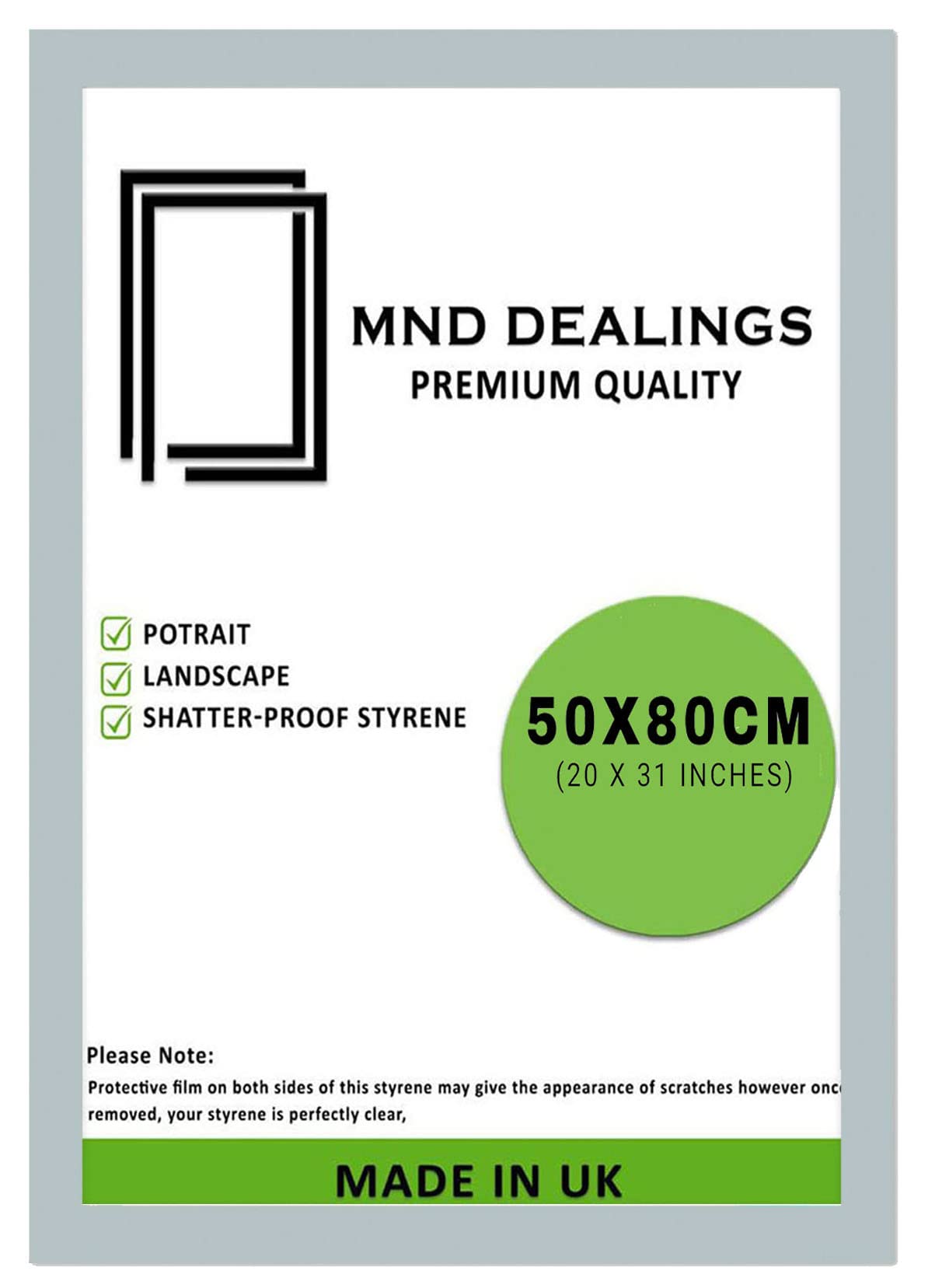 MND Dealings New Lifestyle Light Grey 50x80cm Poster Frame - MDF Wood and Polished Perspex-Handcrafted for Gallery Family PhotoPortrait Anniversary/Birthday/Wedding/Gifting (Light Grey)