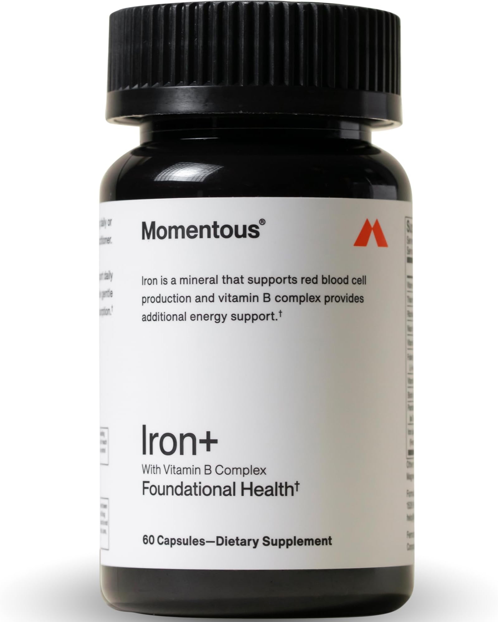 Iron+ with Vitamin C & Vitamin B Complex - Ferrochel Iron Capsules for Foundational Health Support - NSF Certified for Sport - Gluten-Free - 60 Servings
