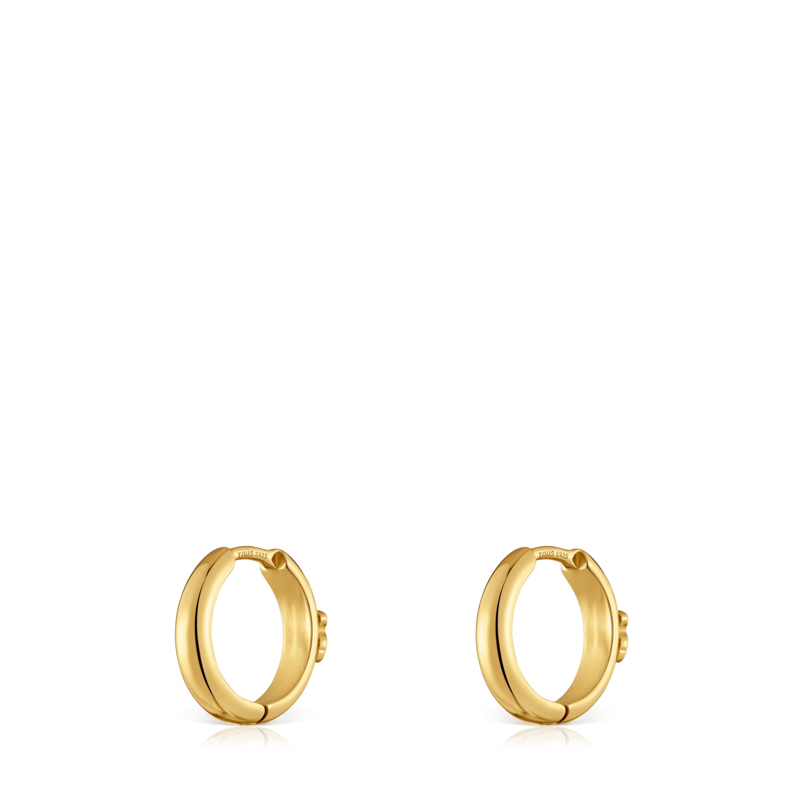 TOUS Pendientes aro con oso y baño de oro de 18 kt sobre plata 12 mm, Para Mujer, Colección Basics