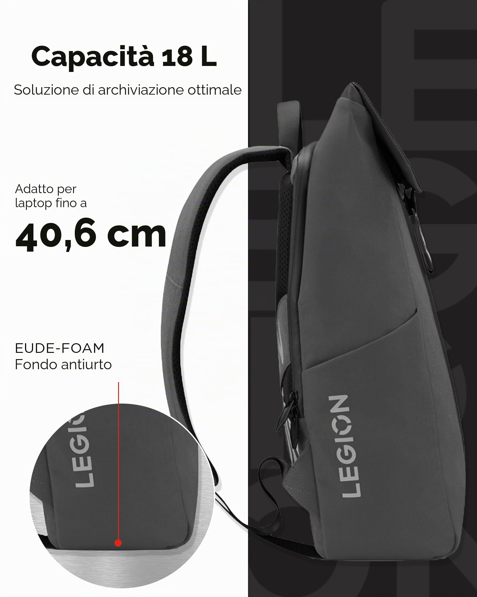 Lenovo Legion Borsa per computer da gioco, protezione a doppio strato, tasche portaoggetti dedicate