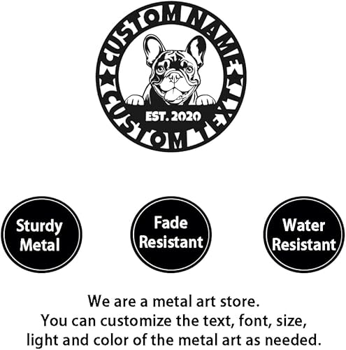 Miniatura 6 de Letrero de metal personalizado para pared, regalo personalizado de bulldog francés, decoración personalizada de casa de perro y letrero de dirección