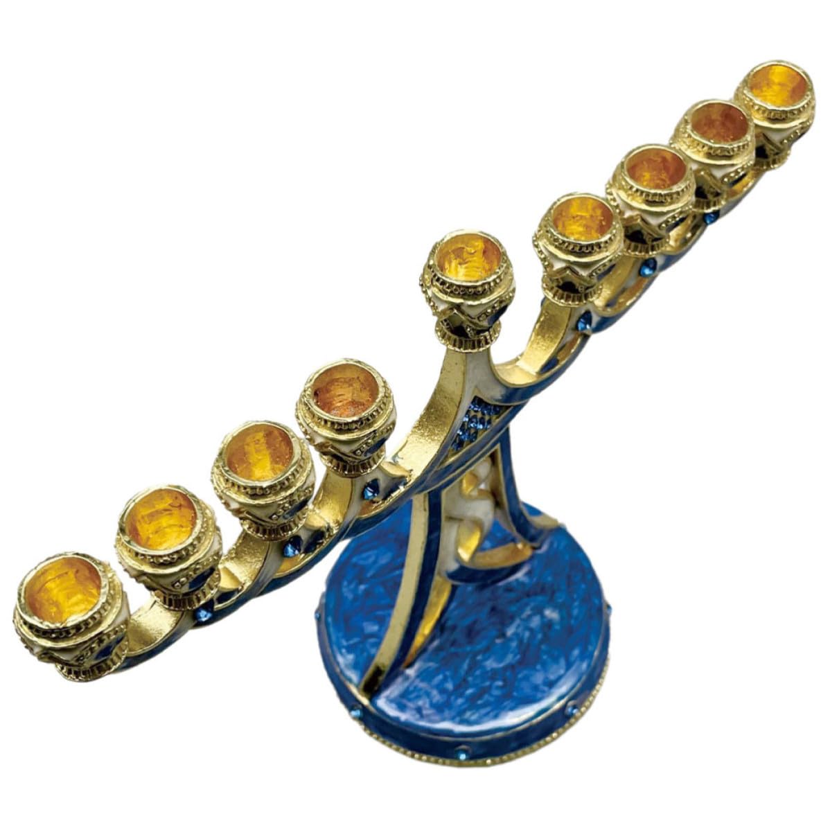 Candelabro de 9 Brazos, Menorá de Metal Azul, Diseño Vintage y Sencillo, Fácil de Limpiar, para Dormitorios y Decoración del Hogar