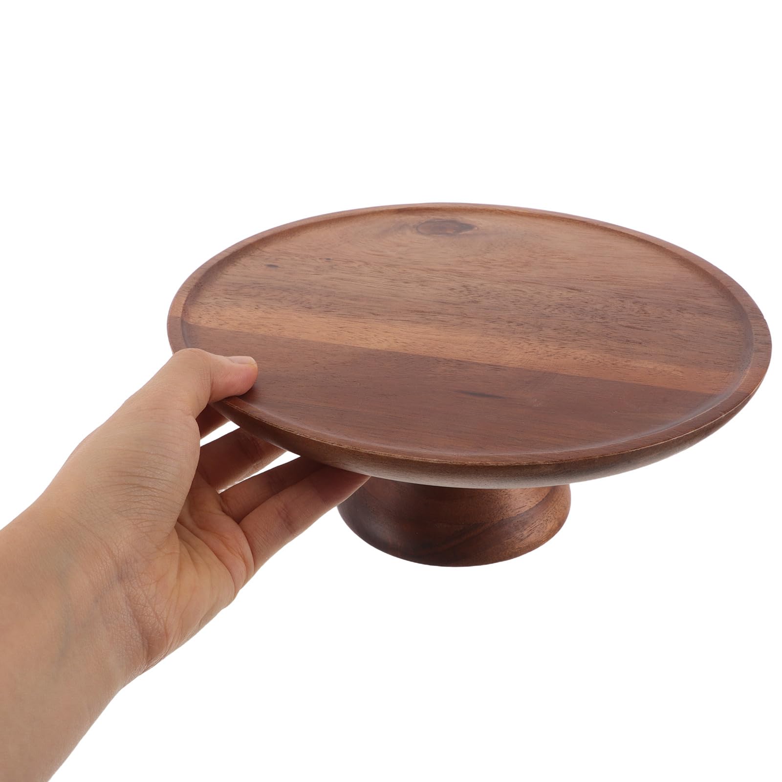 Alzata per torte in legno di acacia: vassoio rotondo con piede per biscotti, cupcake e antipasti, elegante espositore da tavolo per matrimoni e feste