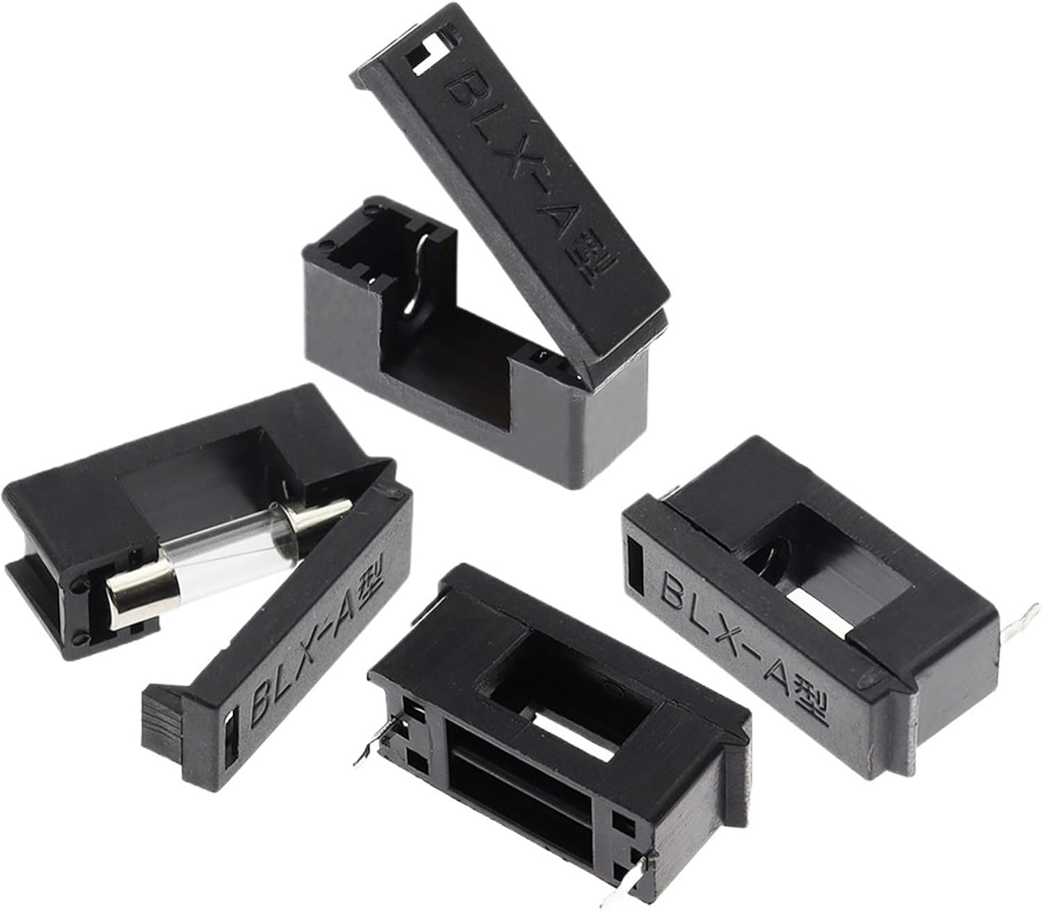 10Pcs 5x20mm Fuse Holder with Cover Chassis/Panel Mount BLX-A Black(1A)