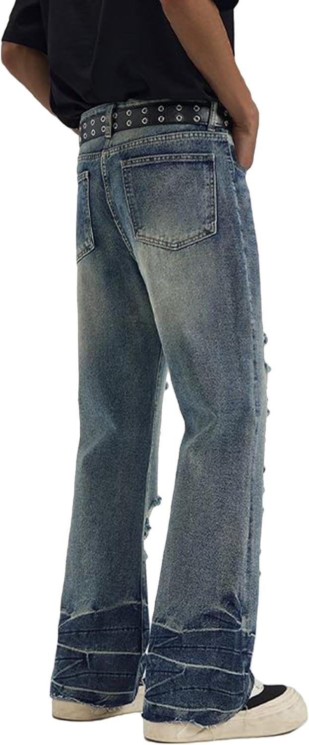 TEGIAS Baggy Jeans for Men Colorful Flared Jeans Loose Fit Stylish Casual Wear Comfortable Denim - Image 3