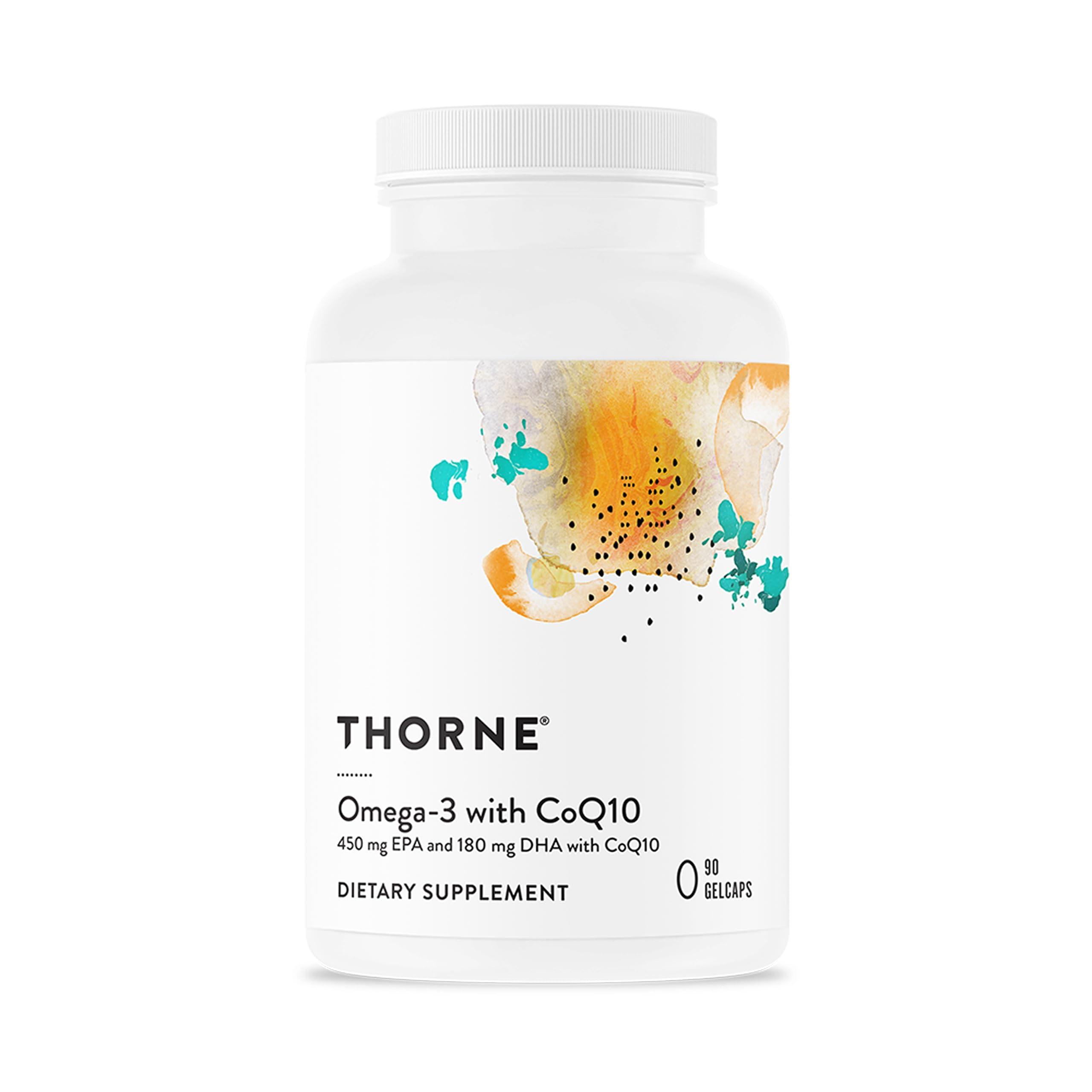 Thorne Omega-3 with CoQ10 - with EPA and DHA Fatty Acids - Fish Oil for Heart and Brain Health - 90 Gelcaps