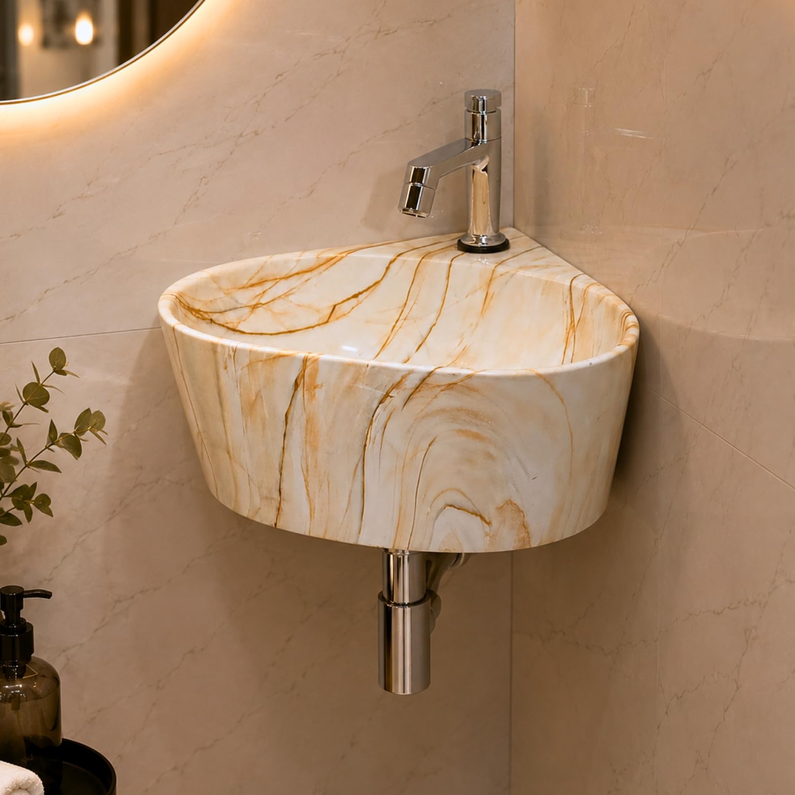 Reyal Corner Sink - Space-Saving Ceramic Wash Basin -29 Reyal Corner Sink - Space-Saving Ceramic Wash Basin -29